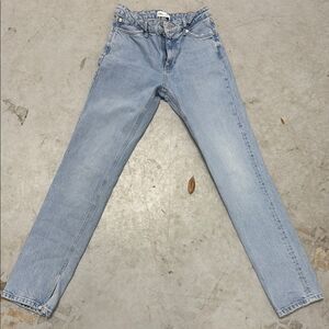 Zara Light Blue Denim Jeans BRAND NEW Size 4 - NWOT - Straight Leg - Bottom Slit